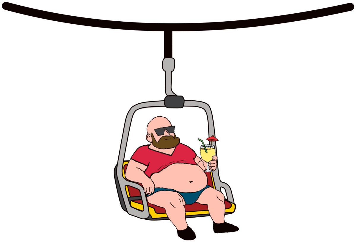Summerbody riding the chairlift